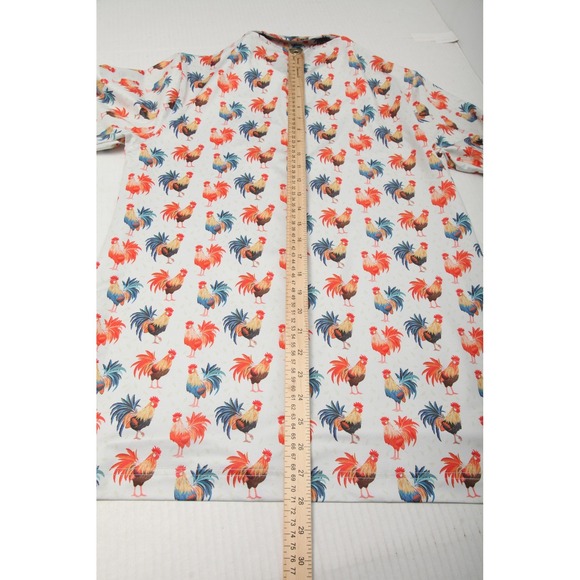 Waggle Polo Shirt Mens Medium Rooster Animal Print Golf Performance Stretch - Picture 8 of 10